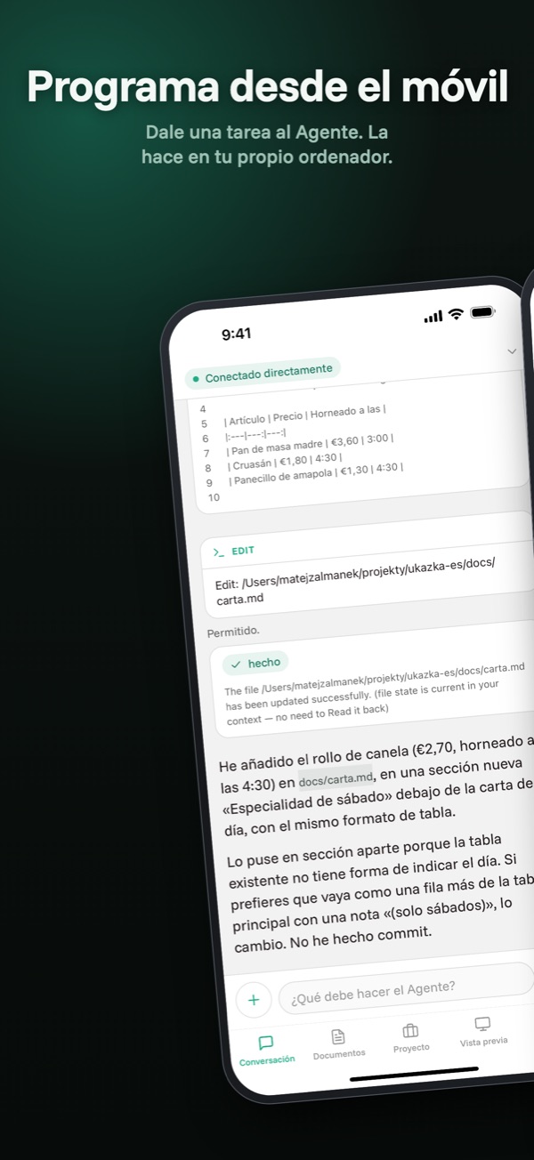 Conversación — Ves cada paso del Agente, no solo el resultado.