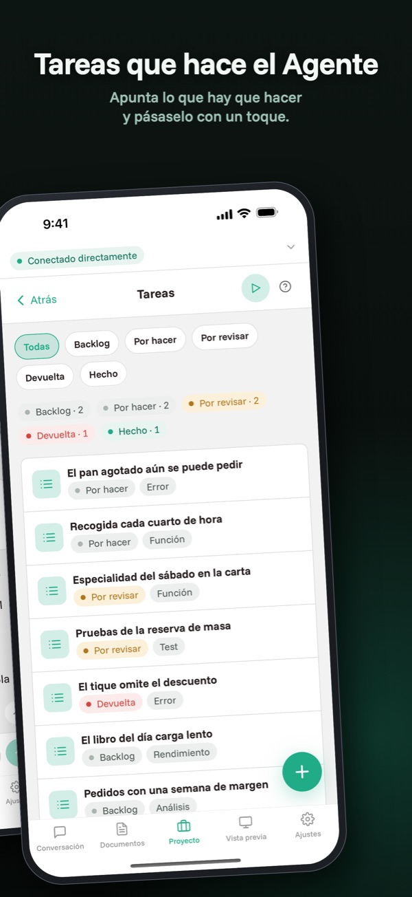 Tareas — Lo que está en curso y lo que espera tu revisión.