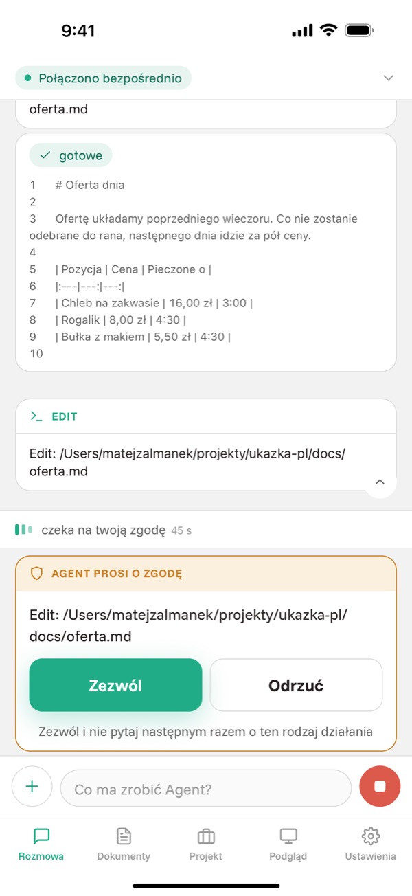 Agent czeka na zgodę