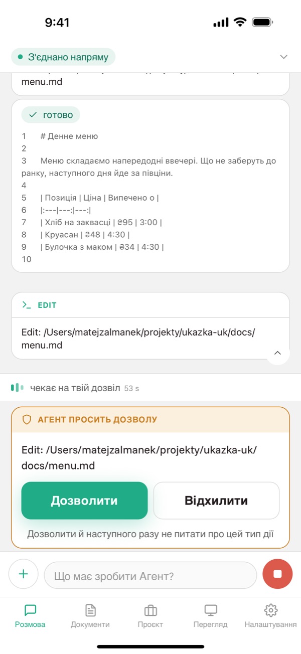 Агент чекає на дозвіл